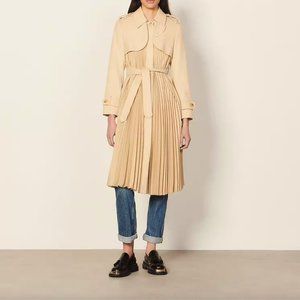 SANDRO RARE size XS (EU34) Pleated trench coat with belt NWT!